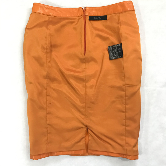 Auc Gucci Logo Napa Leather Pencil Skirt IT 40 - Picture 8 of 8